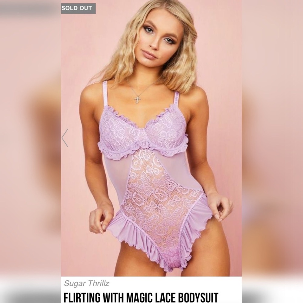 Dolls Kill Flirting With Magic Lace Bodysuit Size Small